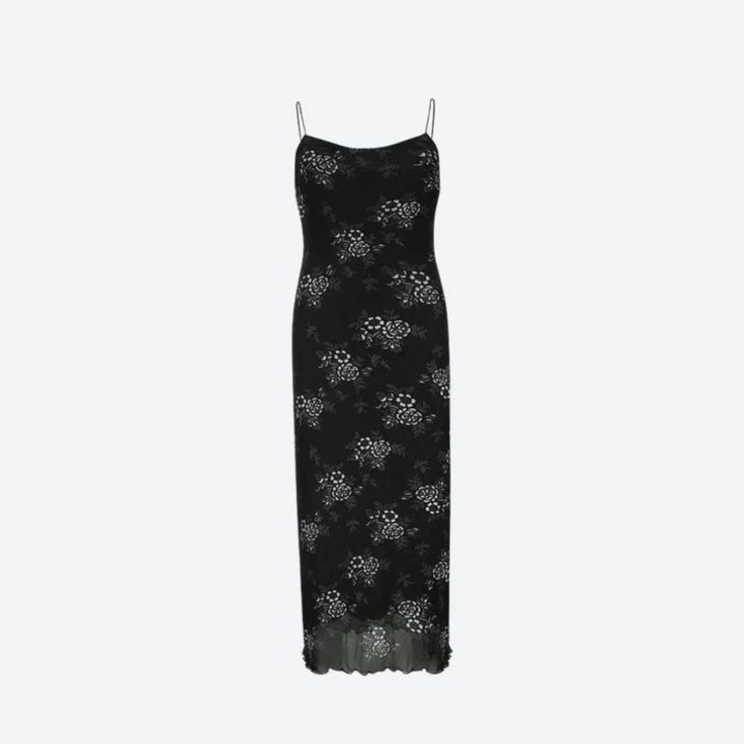 Pauline Laurent® | Robe vintage en dentelle florale avec superposition transparente