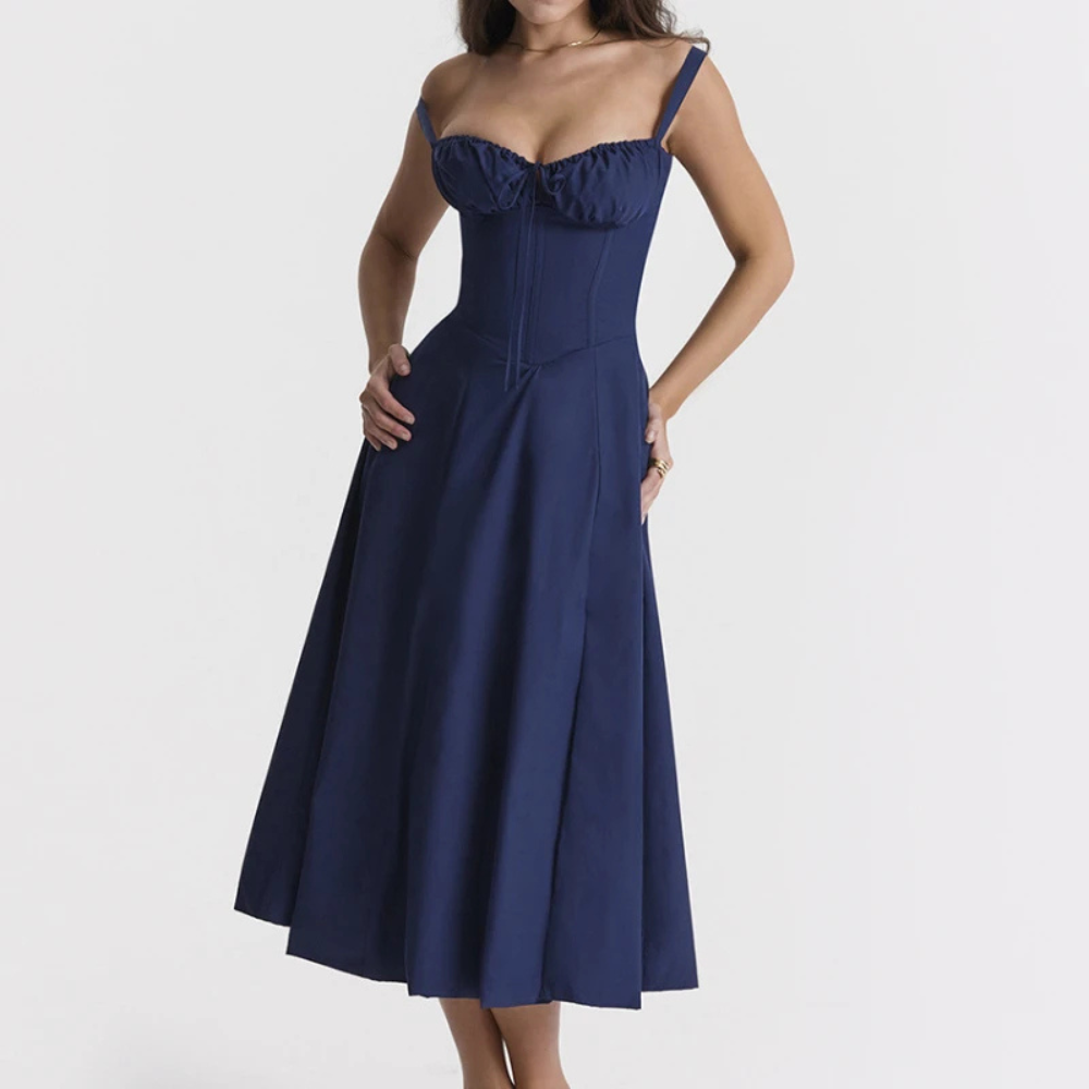 Robe Midi Bohème Florale Élégante Sans Manches