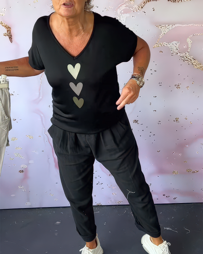 Aimée™ | Shirt à manches courtes et col en V