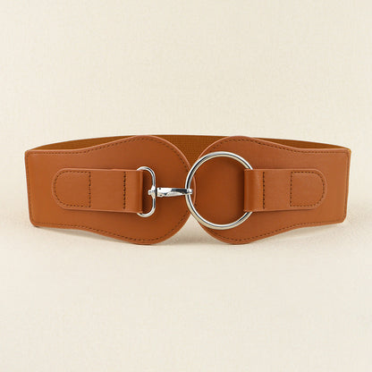 Ceinture large en cuir PU, simple et tendance