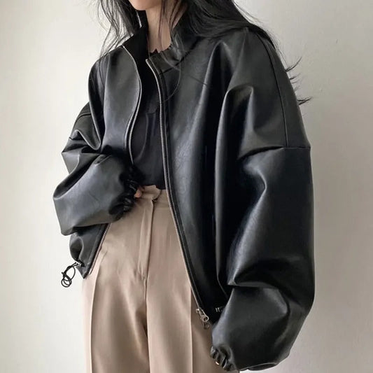Veste en cuir PU personnalisée style Hip Hop