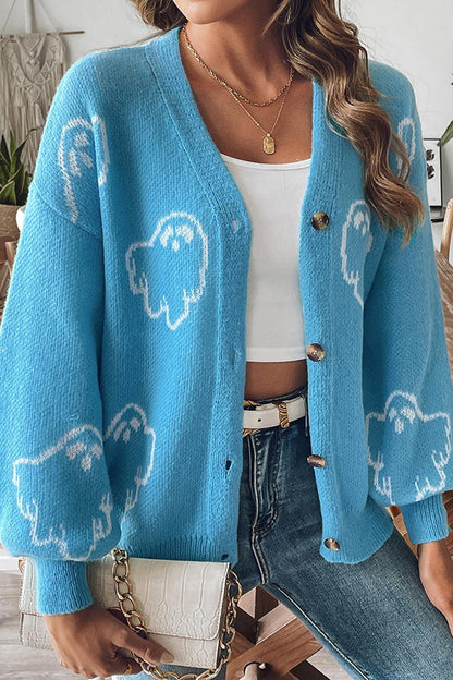 Cardigan en tricot fantôme d'Halloween confortable