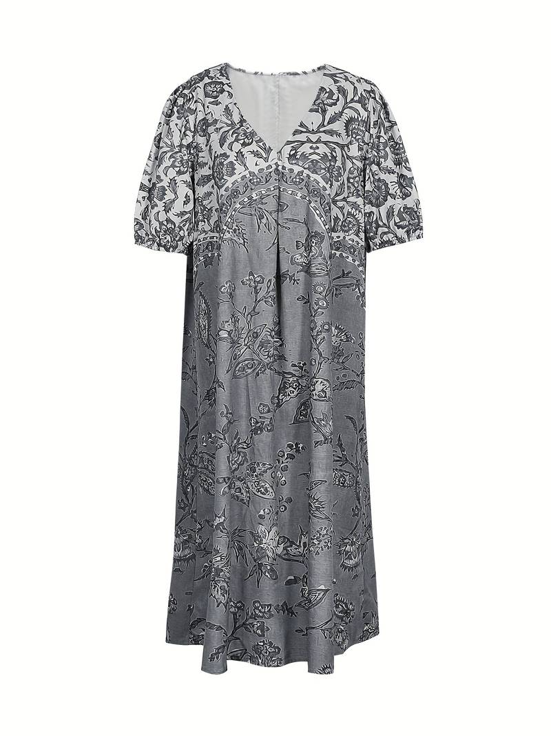Pauline Laurent® | Robe col V à manches bouffantes Multicolore