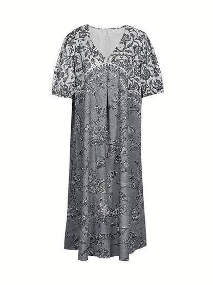 Pauline Laurent® | Robe col V à manches bouffantes Multicolore