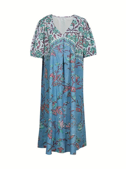 Pauline Laurent® | Robe col V à manches bouffantes Multicolore