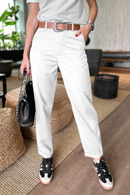 Pantalon de costume court à rayures décontracté