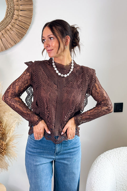 Blouse Dentelle Sylvaine Choco
