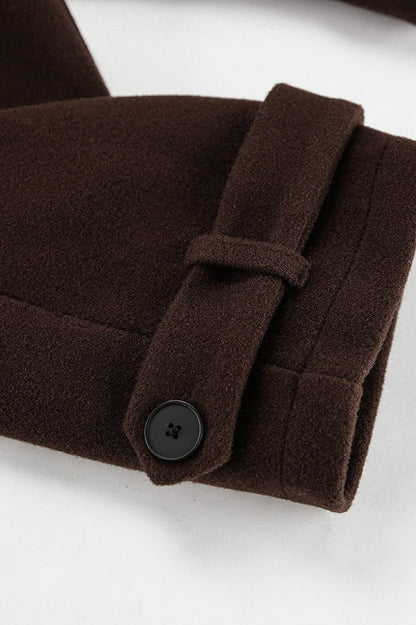 Manteau croisé classique en mélange de laine marron