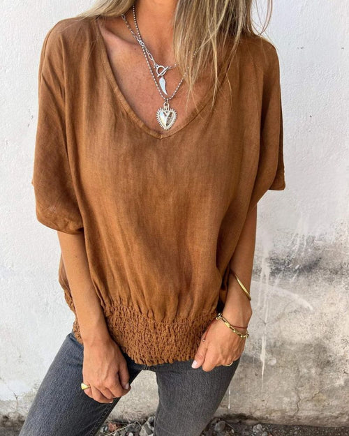 MÉLINE - T-SHIRT COL EN V PRÈS DU CORPS