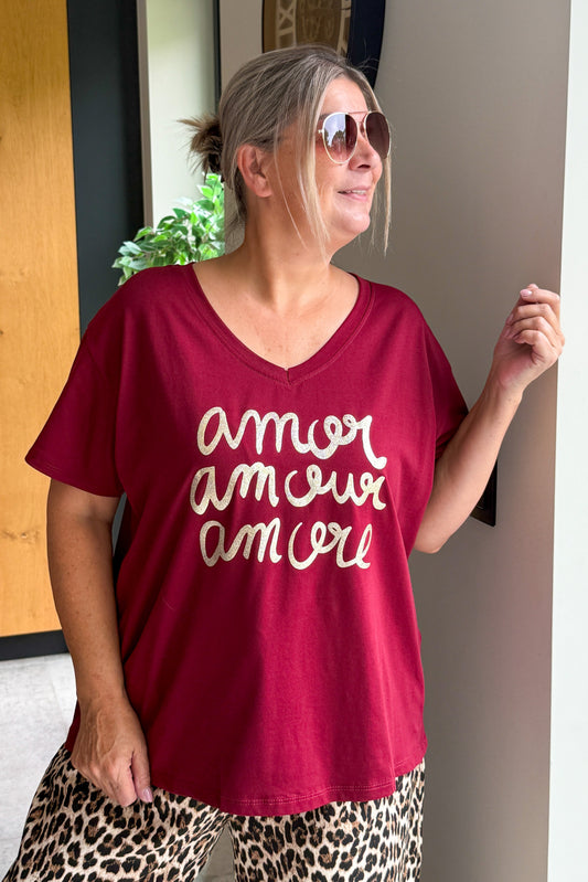 T-Shirt "Amor Amour Amore" Bordeaux GT