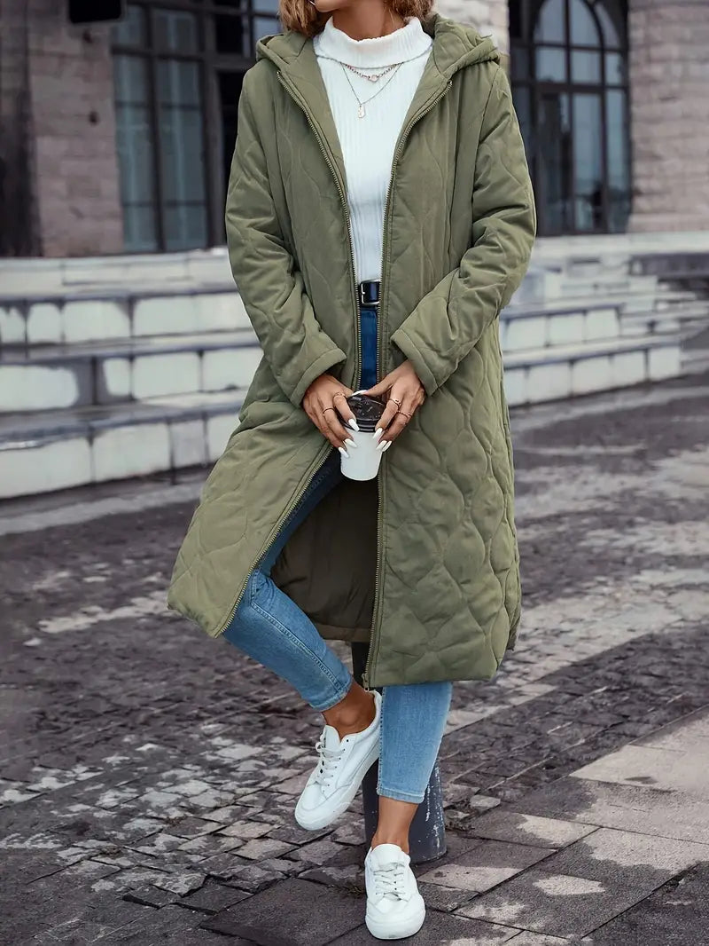Manteau matelassé en coton douillet à capuche avec manches longues