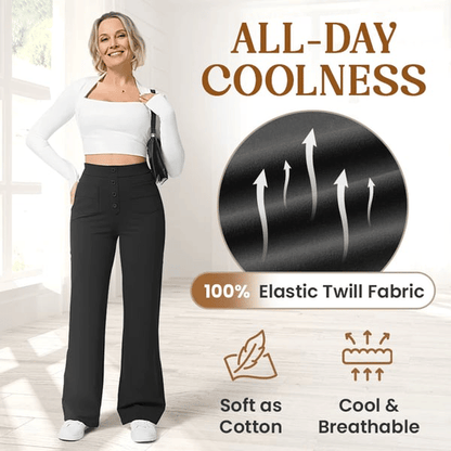 Nara™ - Haute élasticité - Pantalon décontracté taille haute à jambe droite