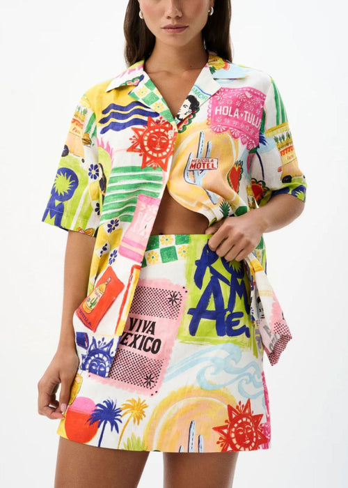 Alice Leroy® | Ensemble d'été en coton deux pièces avec chemise imprimée à la mode et jupe