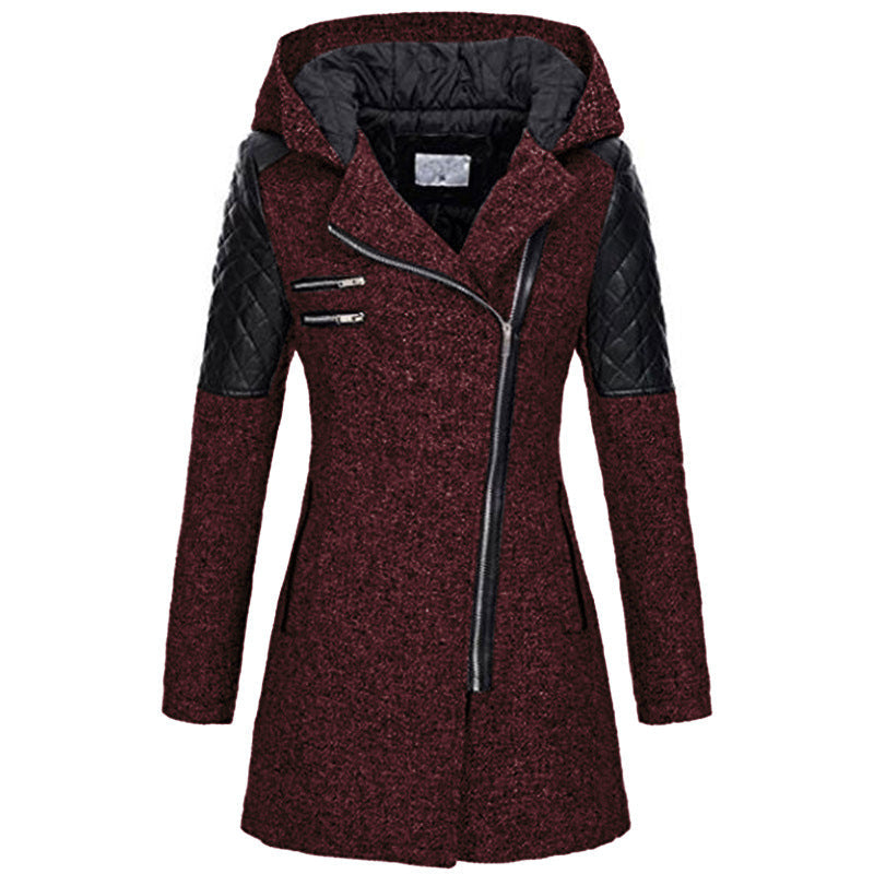 Manteau À Capuche Hivernal En Laine Pour Femmes