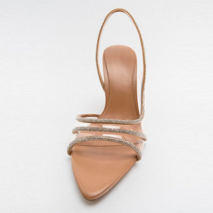 Sandales à talons hauts pour femmes avec bride arrière et bout pointu