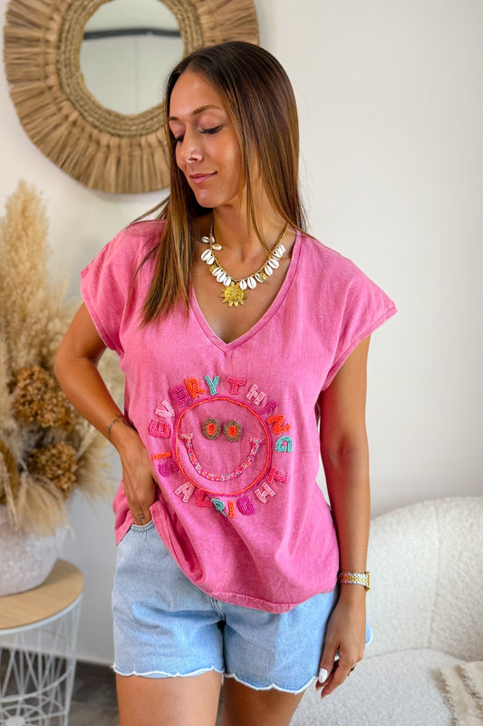 T-Shirt "Smile" Fuchsia