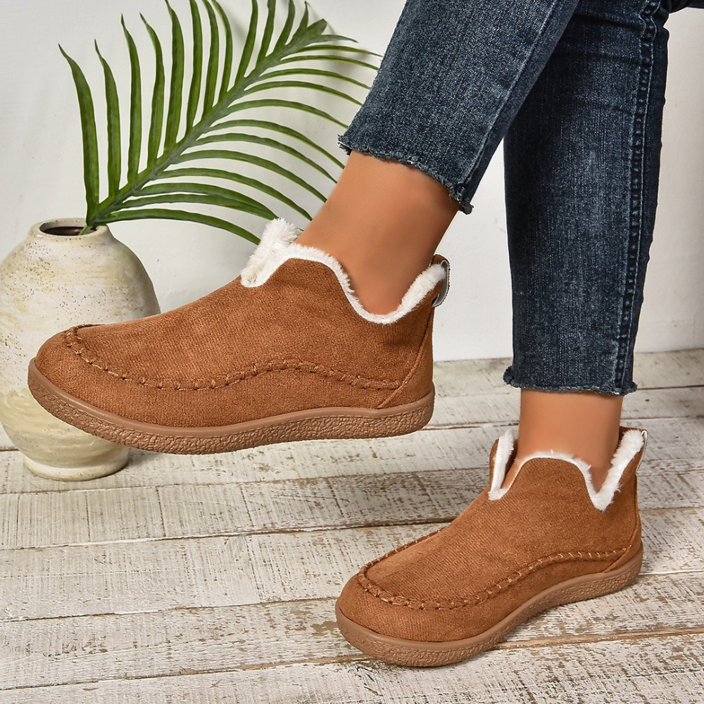 Bottes d'hiver doublées confortables avec adhérence antidérapante