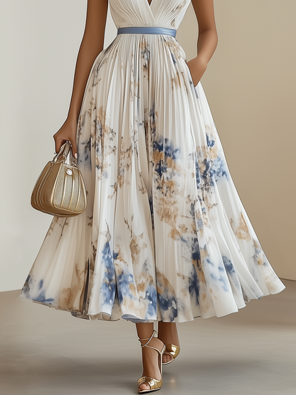 Riham™ | Robe Floral Midi A-Line Sans Manches