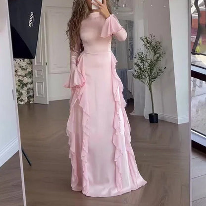 Robe longue à col montant