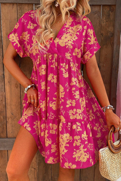 Pauline Laurent® | Robe à imprimé floral à manches courtes pour femmes