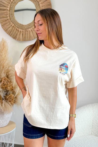 T-Shirt "Miami Florida" Beige