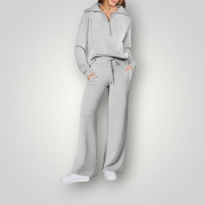 Ensemble Décontracté Pantalon et Pull Zippé Stylé Femme