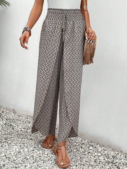 Pantalon imprimé avec taille élastique et cordon de serrage réglable