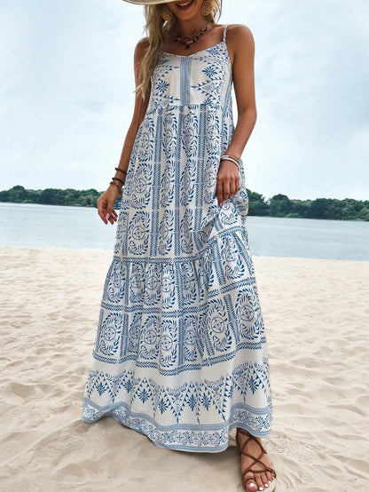 Tropical Vibes : robe femme à ourlet froncé et imprimé végétal