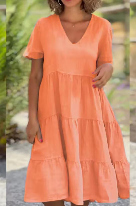 Robe décontractée en lin et coton pour femme