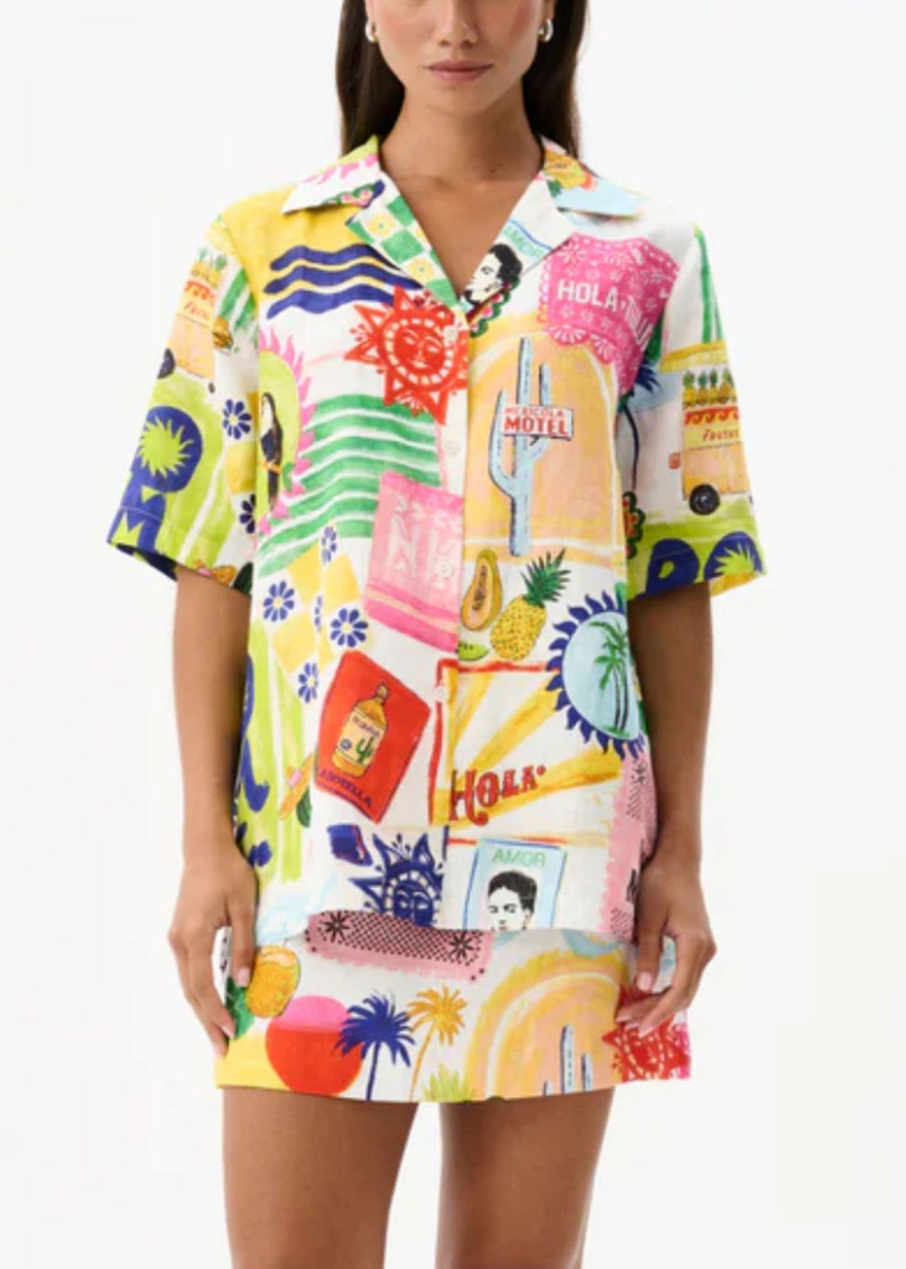 Alice Leroy® | Ensemble d'été en coton deux pièces avec chemise imprimée à la mode et jupe