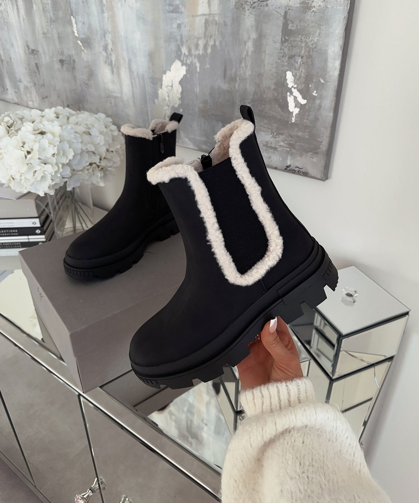 Bottes chelsea en cuir noir chic