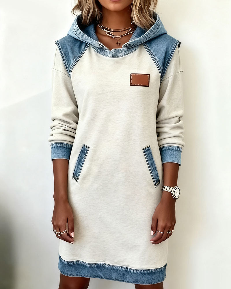 Lunariae™ - Robe casual à capuche style contrasté