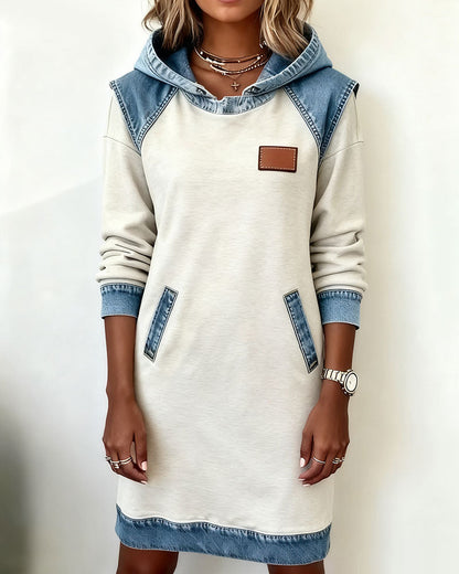 Lunariae™ - Robe casual à capuche style contrasté