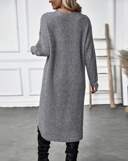 Robe Pull Midi Élégante Asymétrique À Manches Longues Pour Femmes