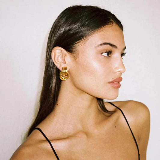 Élodie Lavin® | Boucles d’oreilles anneaux entrelacés en métal poli