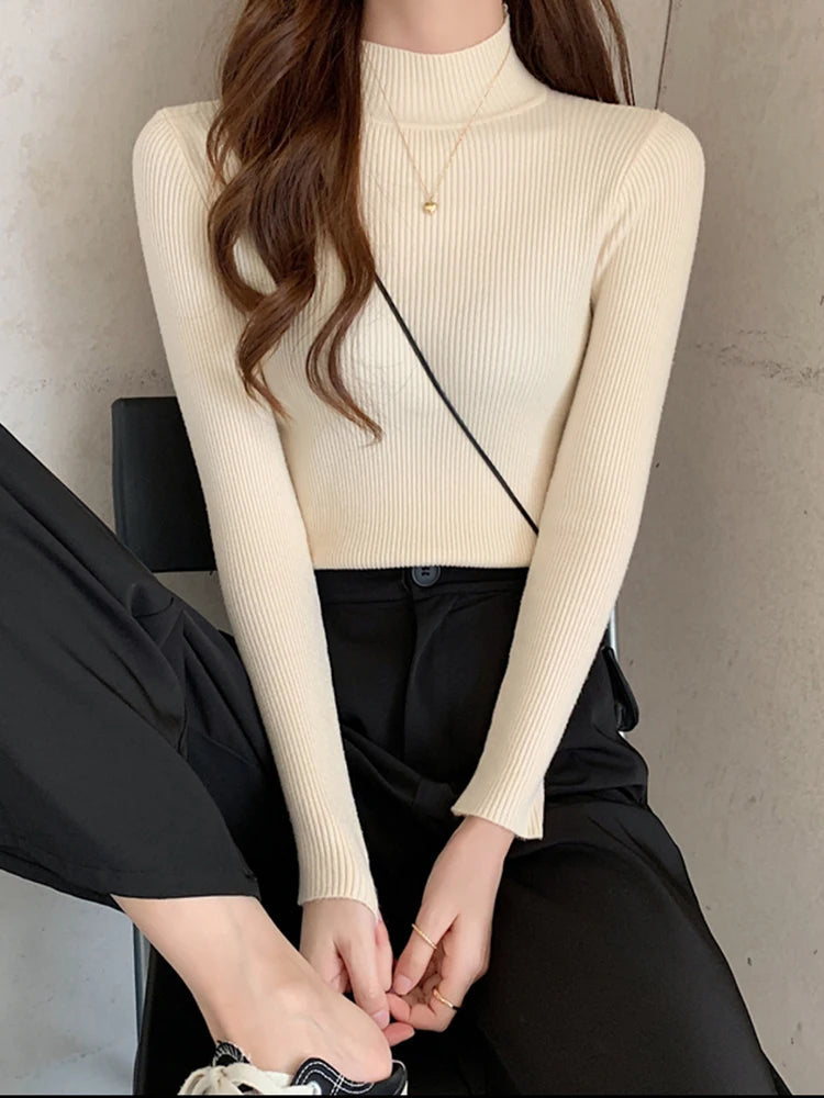 Pull en laine côtelé confortable pour femmes