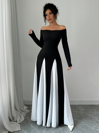 Robe Symphonique Époustouflante Épaules Dénudées Et Manches Longues Pour Femme