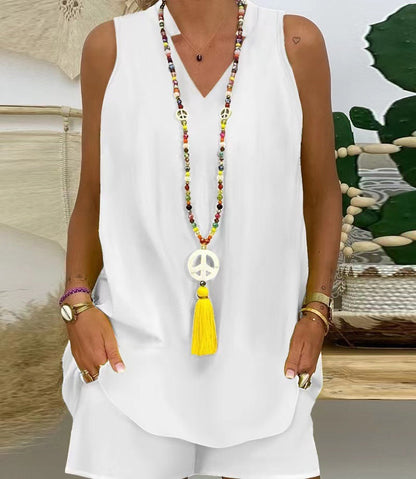 Thessaly™ - Ensemble Décontracté Femme à Col Montant Sans Manches pour un Style Estival Élégant