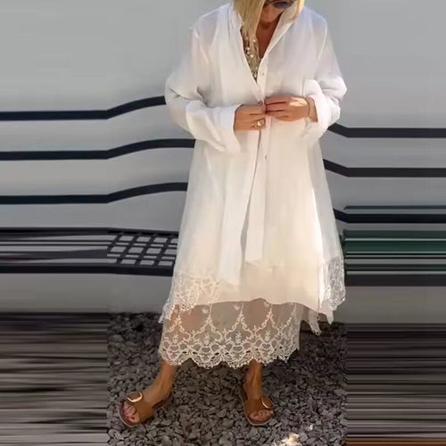 Ensemble deux pièces robe en dentelle et cardigan pour femmes