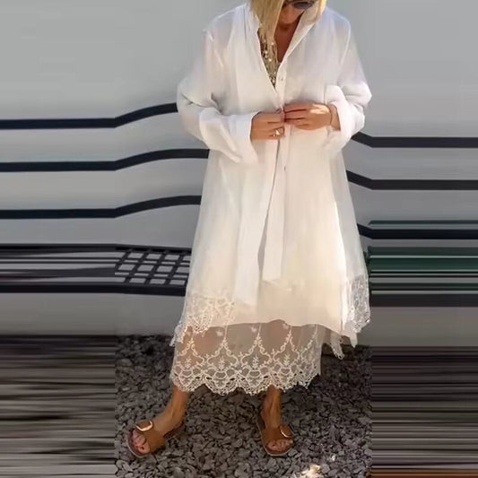Ensemble deux pièces robe en dentelle et cardigan pour femmes