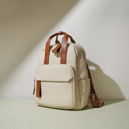 Sac à dos femme en cuir avec pochette avant