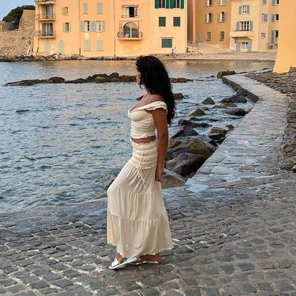 Ensemble jupe plissée à col en V