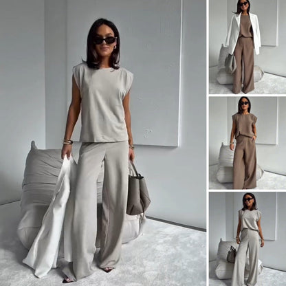 Ensemble chic deux pièces t-shirt et pantalon large