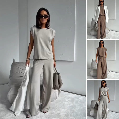 Ensemble chic deux pièces t-shirt et pantalon large