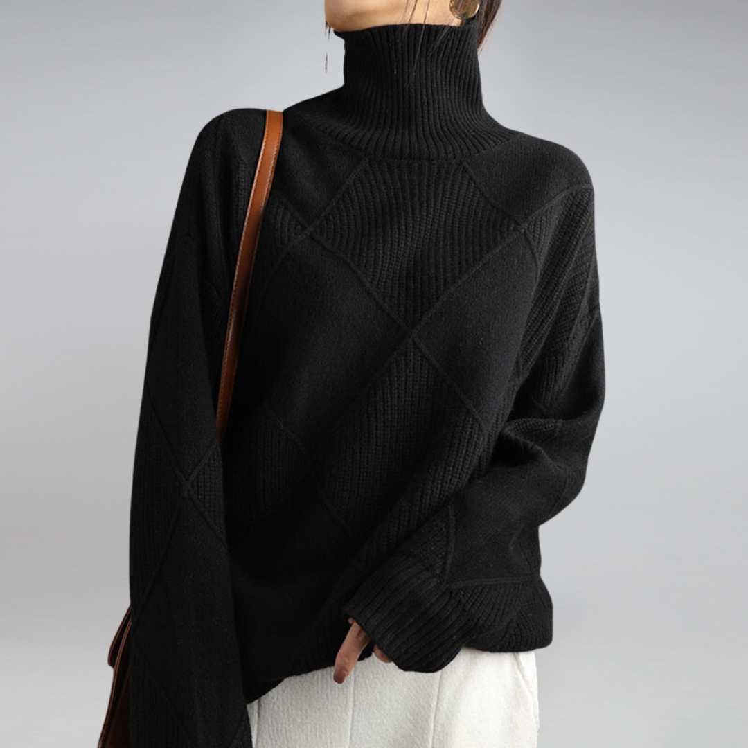 Pull à col roulé tricoté géométrique confortable