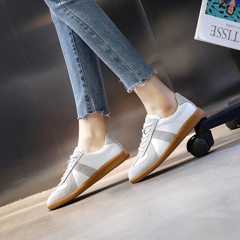 Baskets élégantes pour femmes en cuir véritable