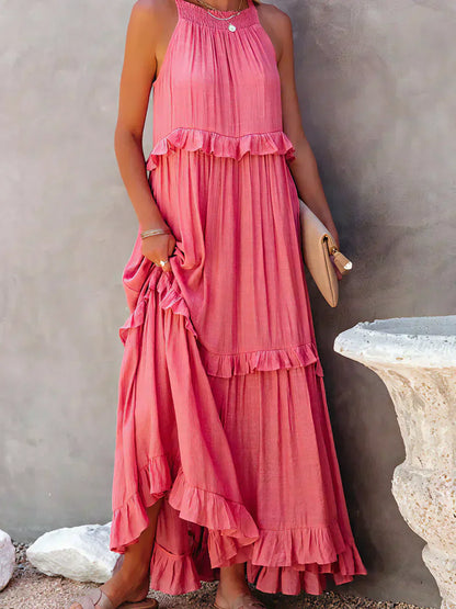 Sarah | Robe Maxi Halter à Volants (Stock Limité)