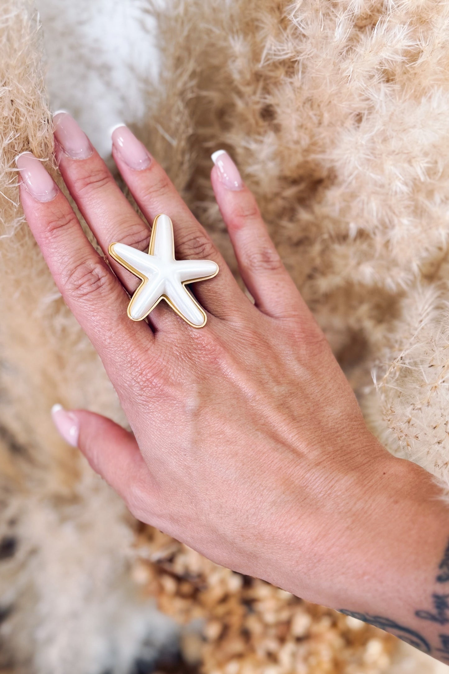 Bague Etoile De MerDoré/Blanc