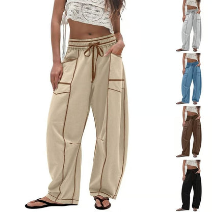 Pantalon de survêtement confortable à jambes larges avec poches