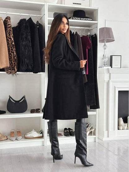 Manteau d'hiver long en laine chic pour femme